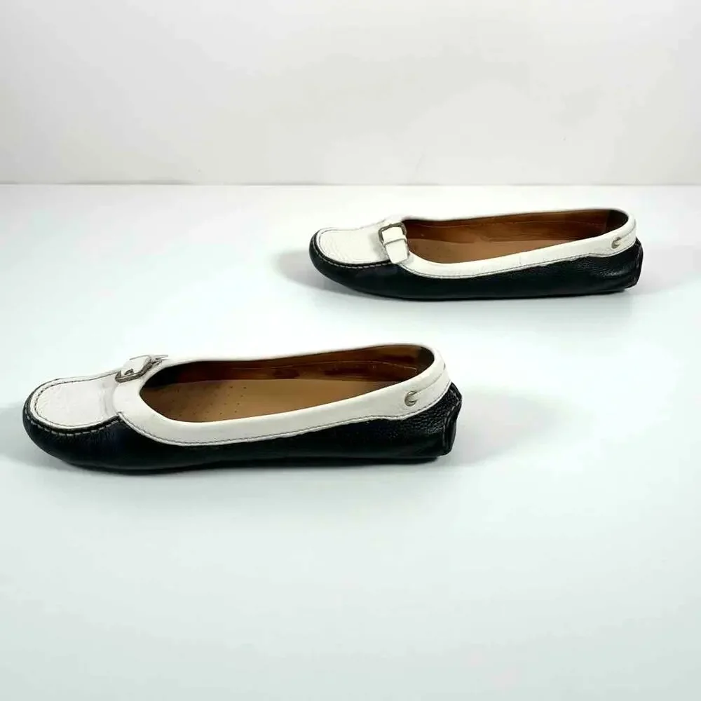 Y2K The Original Car Shoe (Prada) Black & White Leather Driving Loafers - EU40